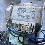 Authentic workshop lamp in stainless steel and steel