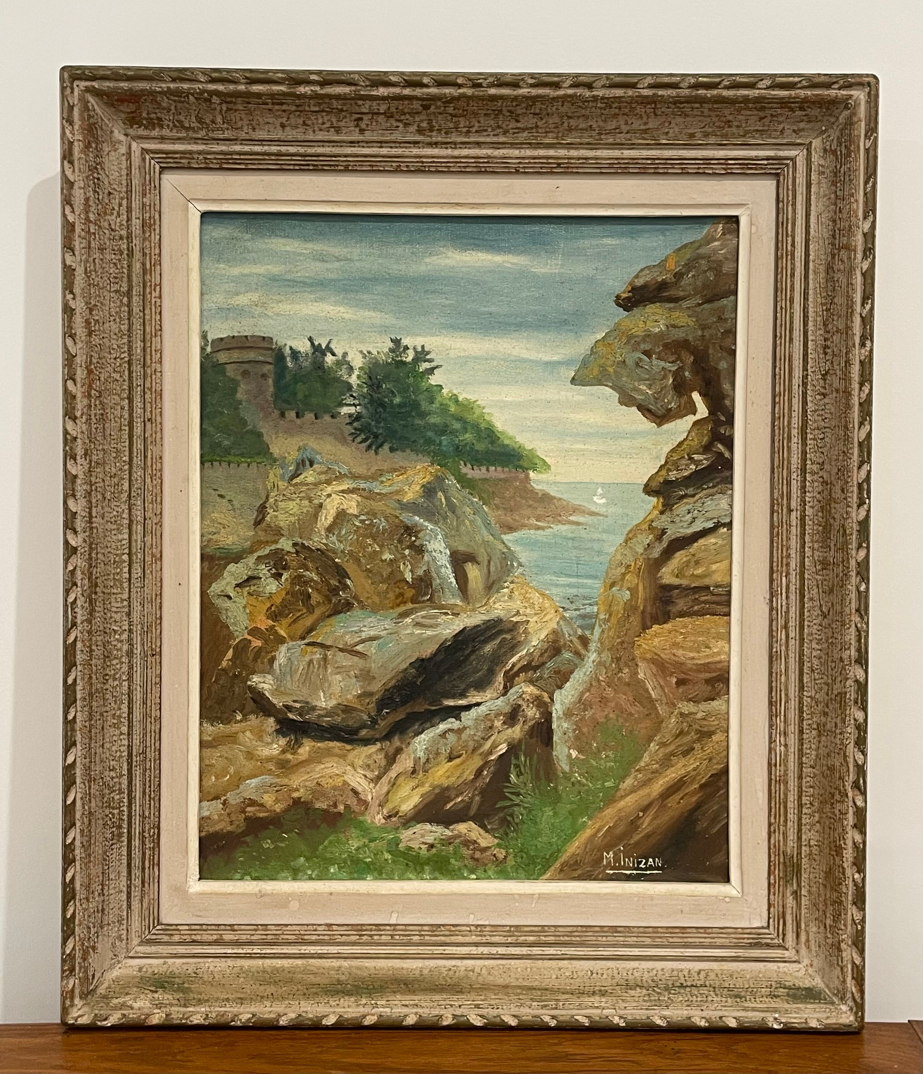 Framed painting oil on canvas by M Inizan Bretagne