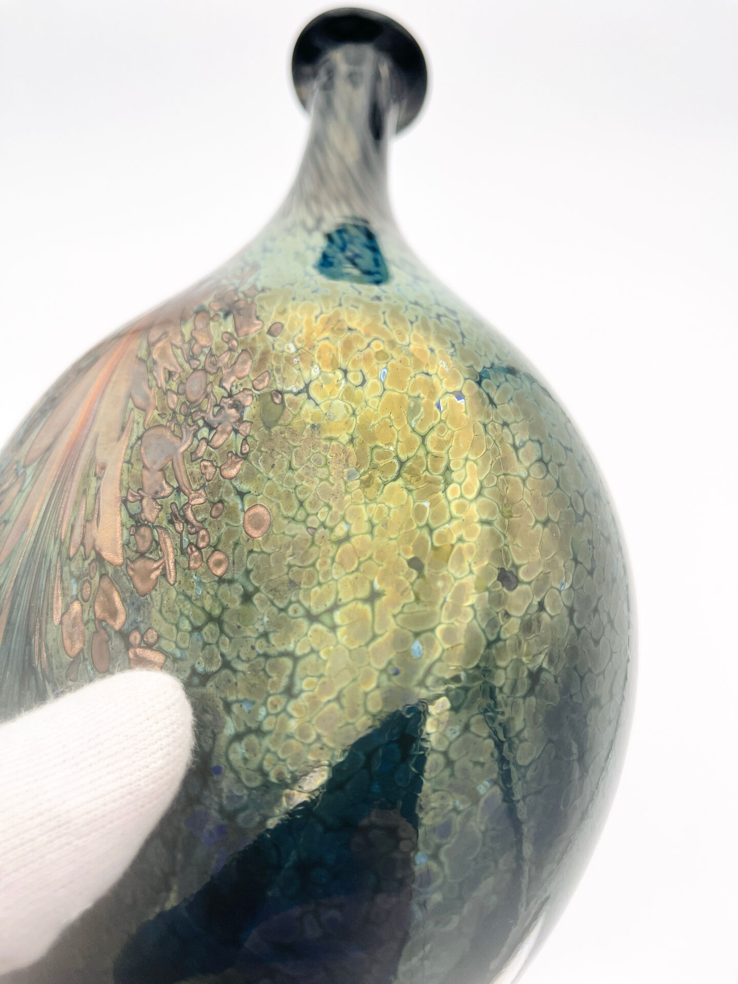 Vase R Pierini Studio Glass 1984 Copper 27cm Mineral Inclusions Signed