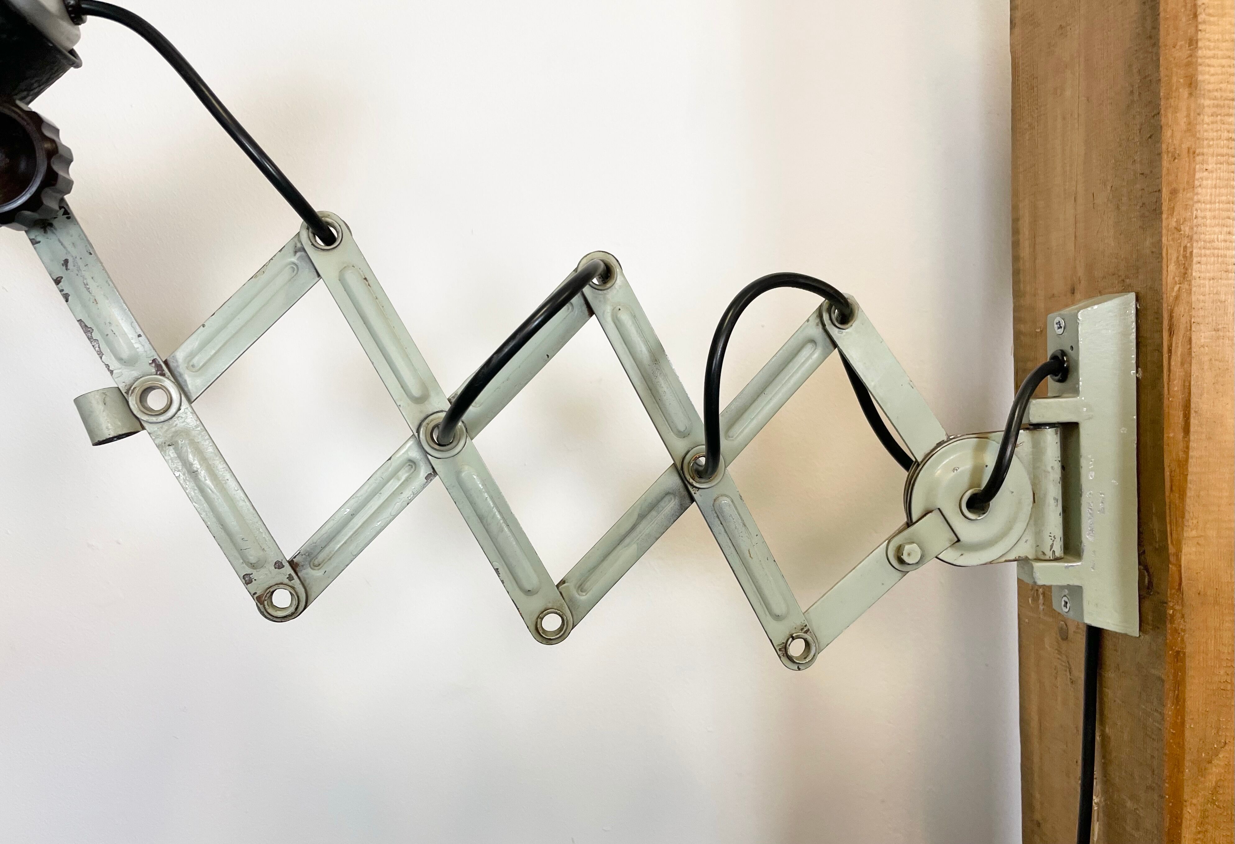 Vintage industrial black enamel scissor wall lamp, 1950s