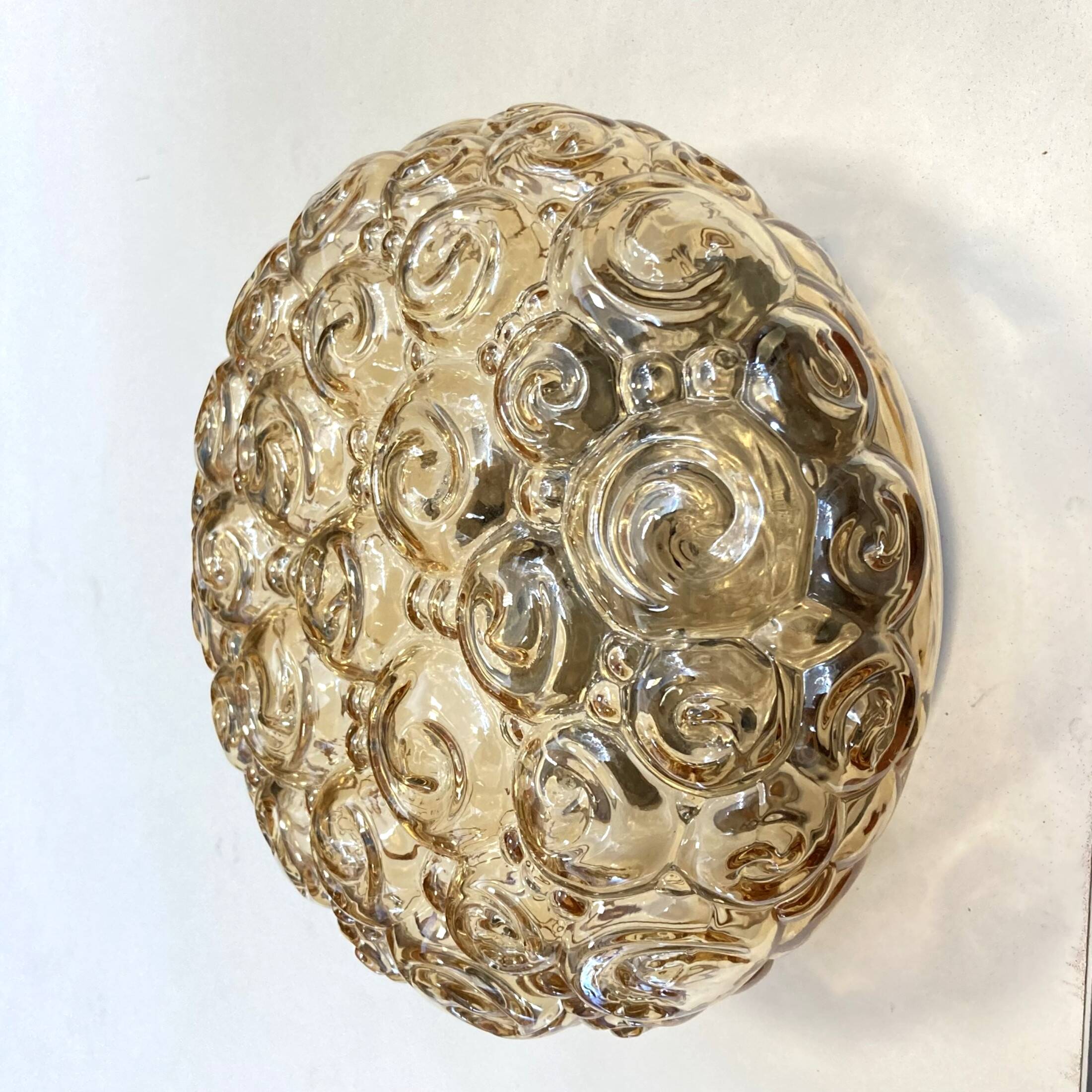 Wall or ceiling light Héléna Tynell vintage golden amber snail