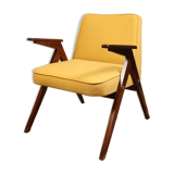 Fauteuil en bois et velours jaune par Chierowski