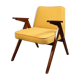 Wooden and yellow velvet armchair by Chierowski