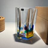 Crystal vase with color inclusions
