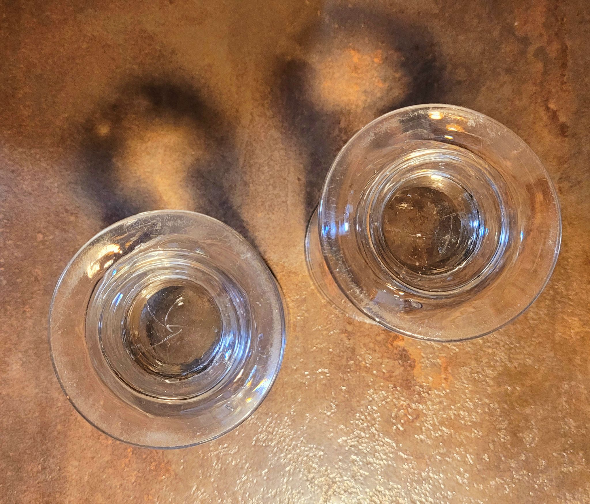 Old vintage blown bistro glasses