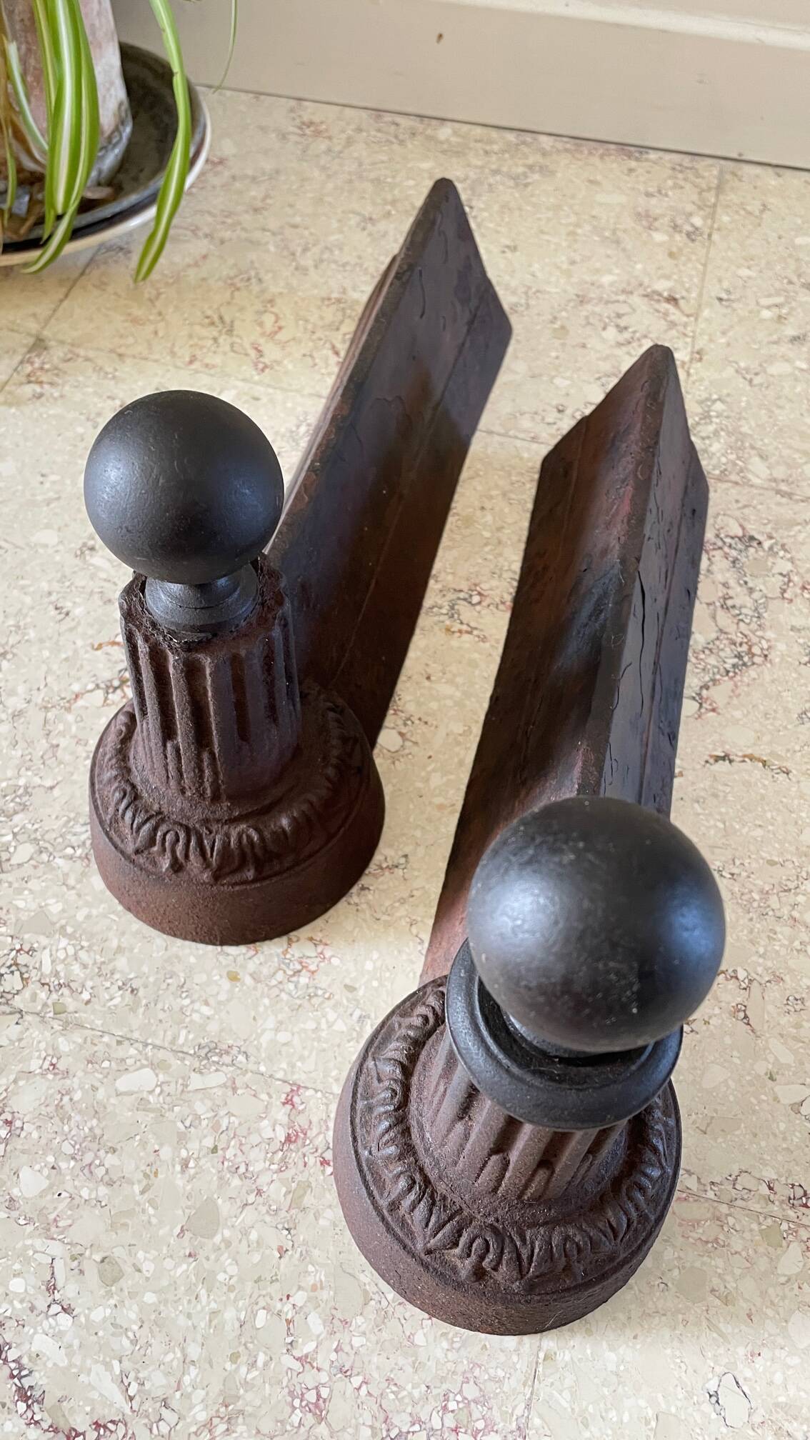 Pair of old vintage steel andirons