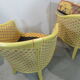 Paire de fauteuils bergères, chauffeuses, forme corbeille