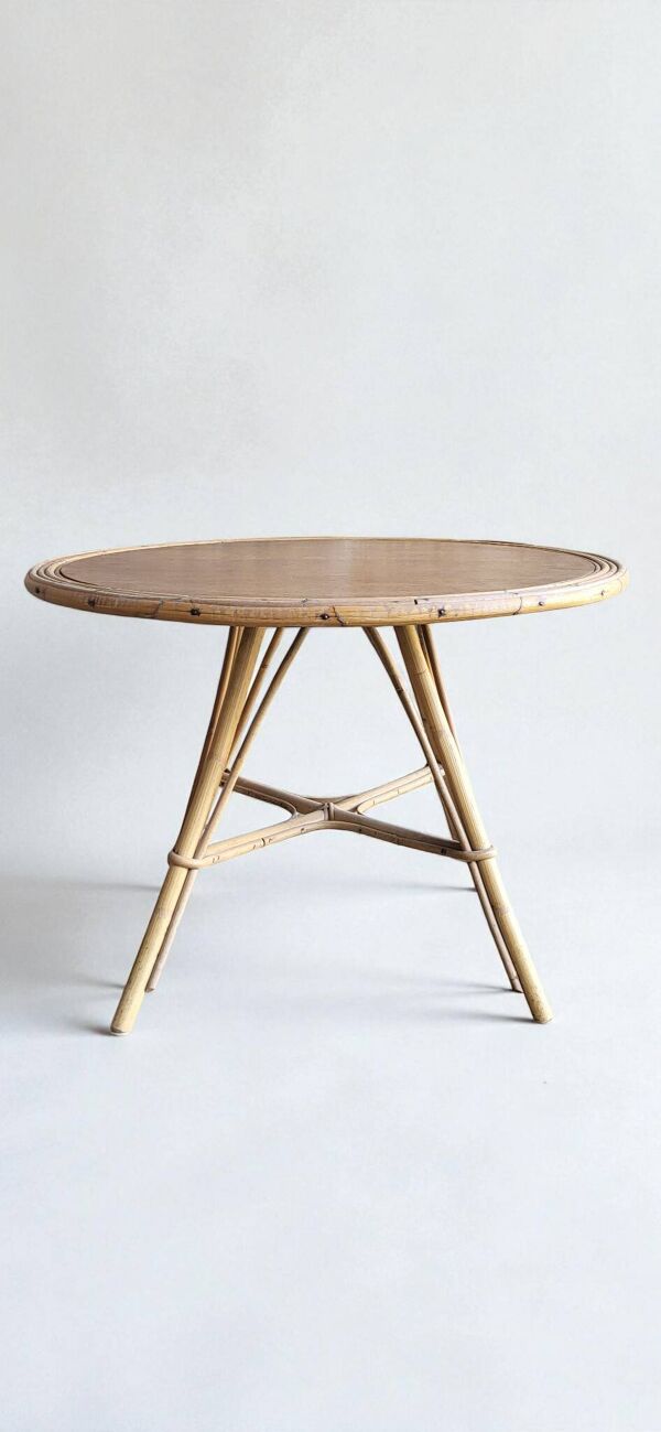 Salon, fauteuil et table en rotin 1960's