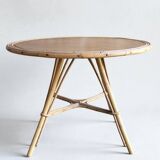 Salon, fauteuil et table en rotin 1960's