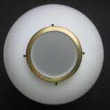 Satinated opaline glass/brass Kina hanging lamp, Bent Karlby, Lyfa