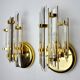 Pair of Venini wall lamps cut glass Murano Italy 1980
