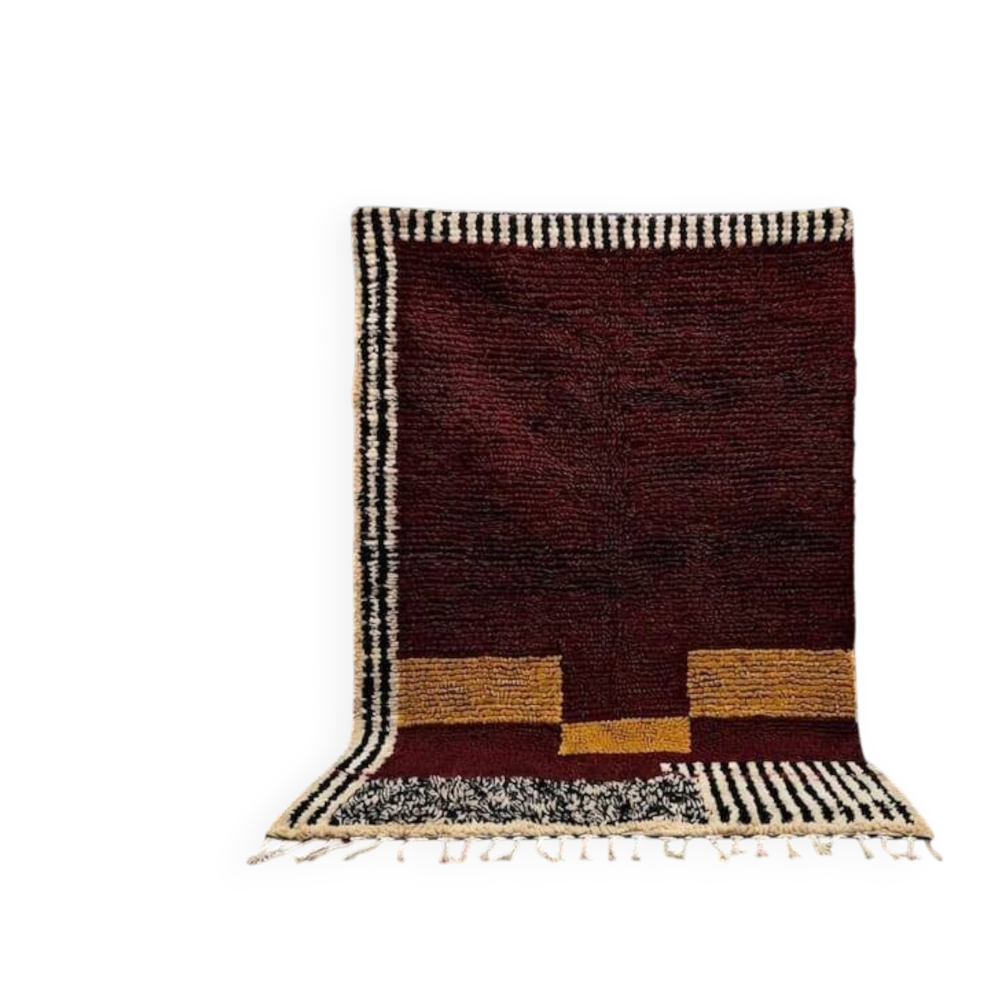 Handwoven natural wool rug burgundy 150/250 cm
