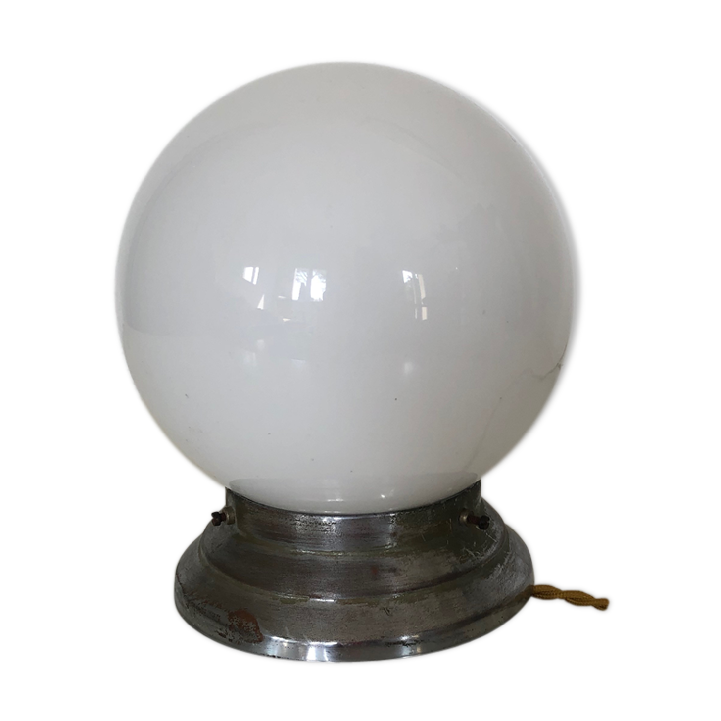 Globe shape wall sconce in opaline design vintage 1930