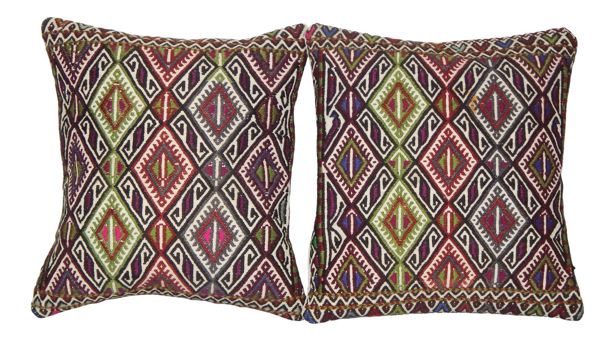 Set of 2 vintage kilim cushion covers 41x41 cm