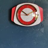 Vintage formica clock silent wall clock "Rouge Gris"