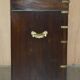 Bureau de campagne Davenport victorien antique en cuir avec galerie en laiton