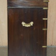 Victorian antique leather Davenport campaign desk with brass gallery.