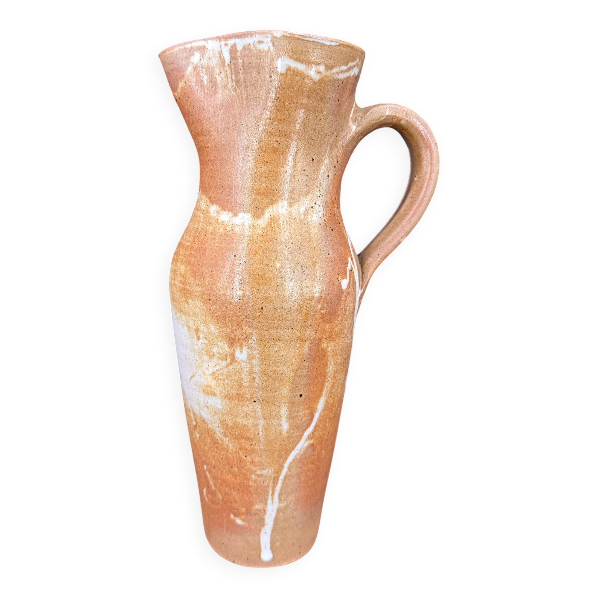 Large vintage flamed stoneware jug – France, 1970s