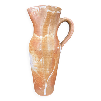 Grande cruche vintage en grès flammé – France, années 70