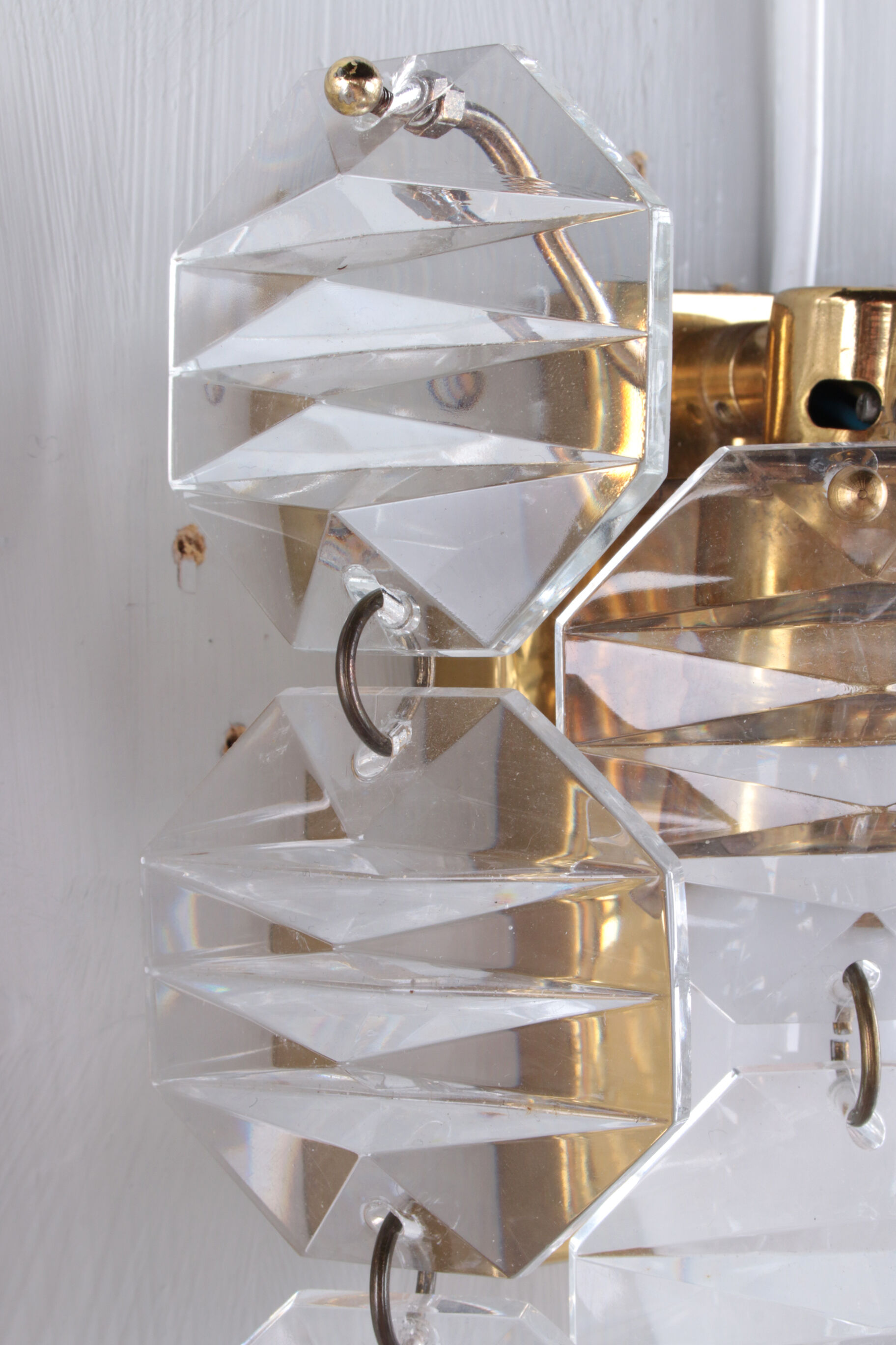 Crystal Wall Lamps set of 3 by J.T. Kalmar, 1960s