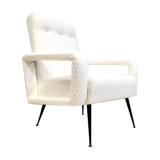 Fauteuil vintage en laine bouclée