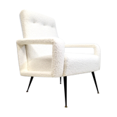Vintage curly wool armchair