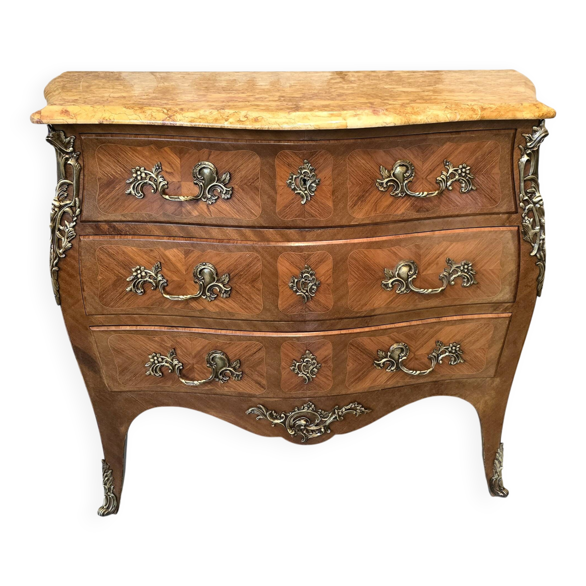 Louis XV style bombé commode – rosewood marquetry
