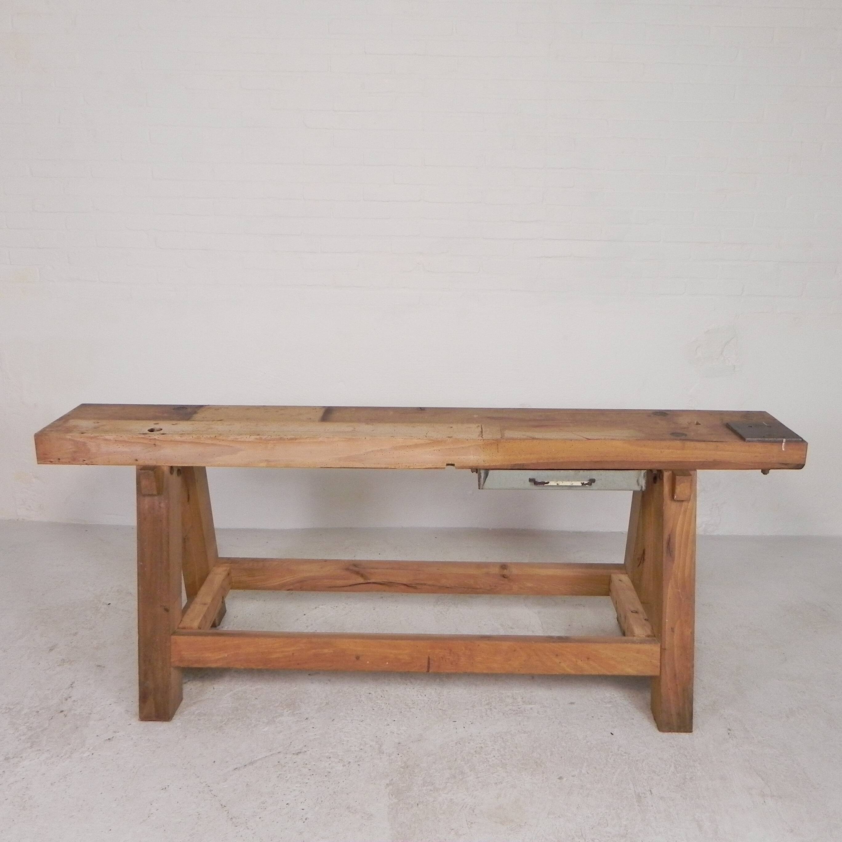 Oak workbench 2 meters long, 1950s