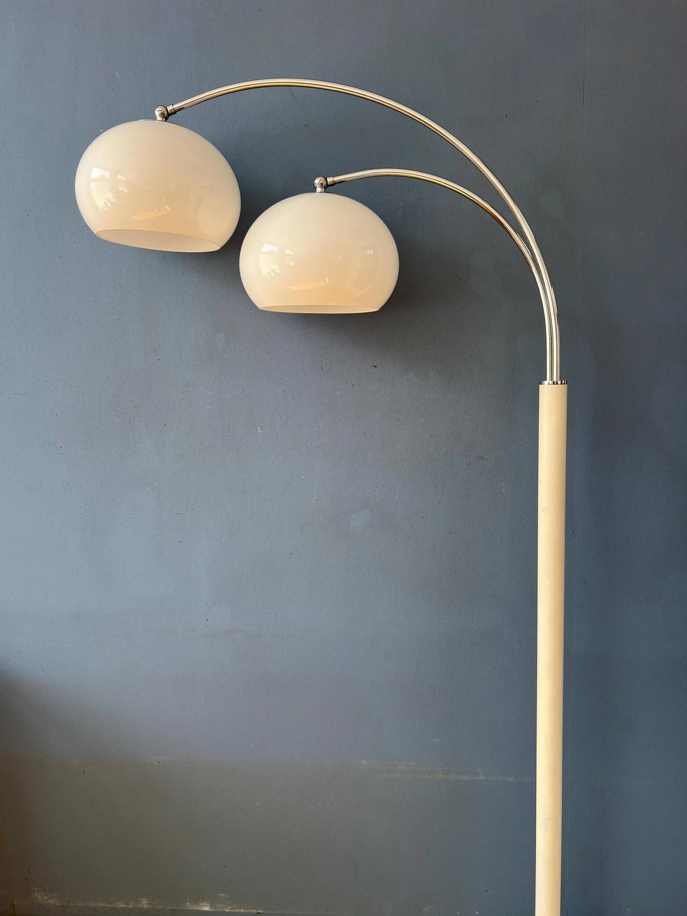Space Age Dijkstra double arc white mushroom floor lamp