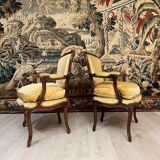 Suite of 2 armchairs louis xv style xixth century