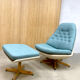 Vintage design swivel chair and ottoman