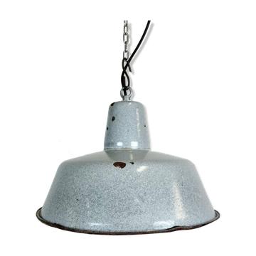 Industrial grey enamel factory lamp, 1960s