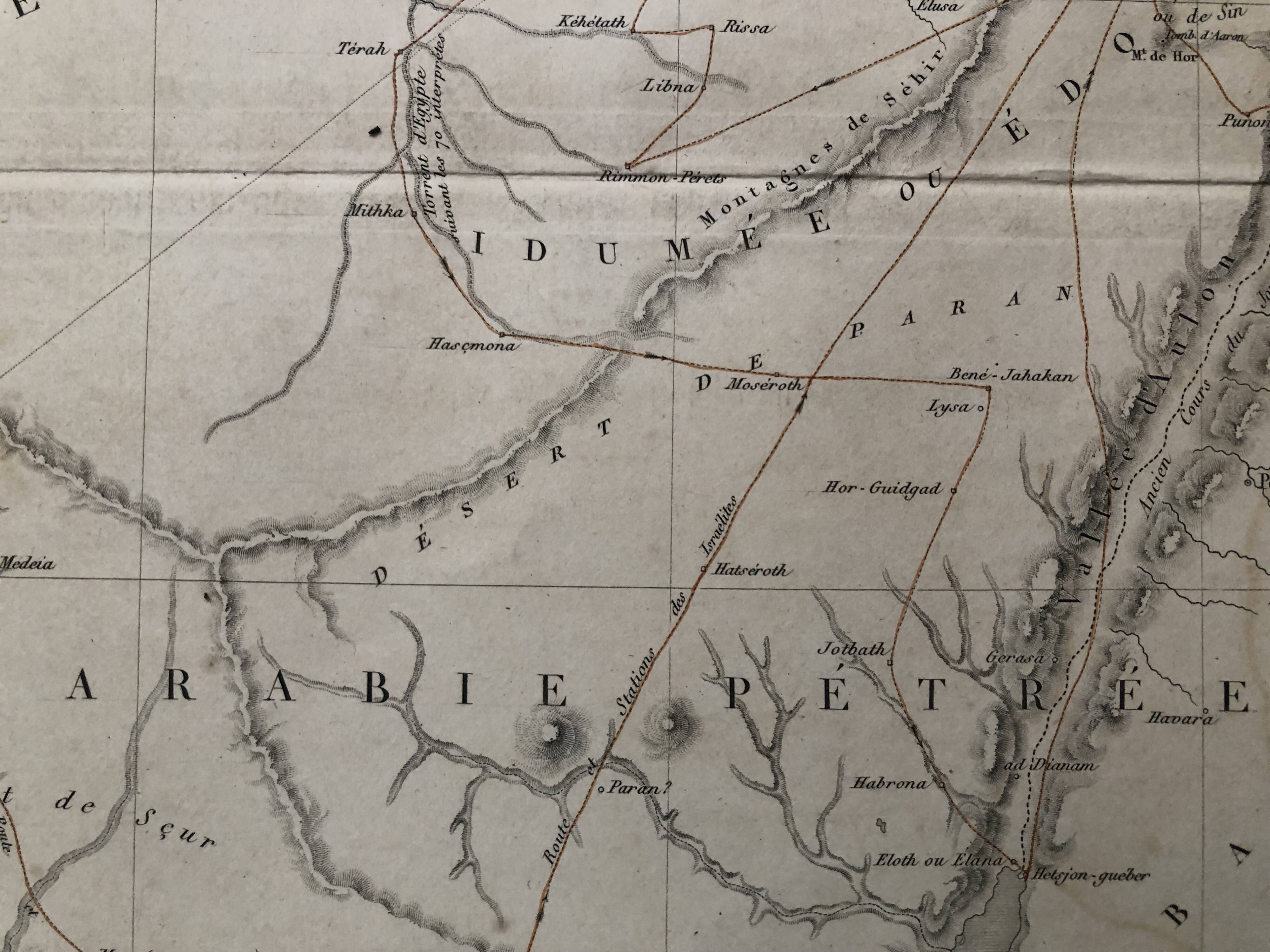 Large atlas map 1834 palestine & arabia petree by andriveau-goujon, history of the hebrews, plan