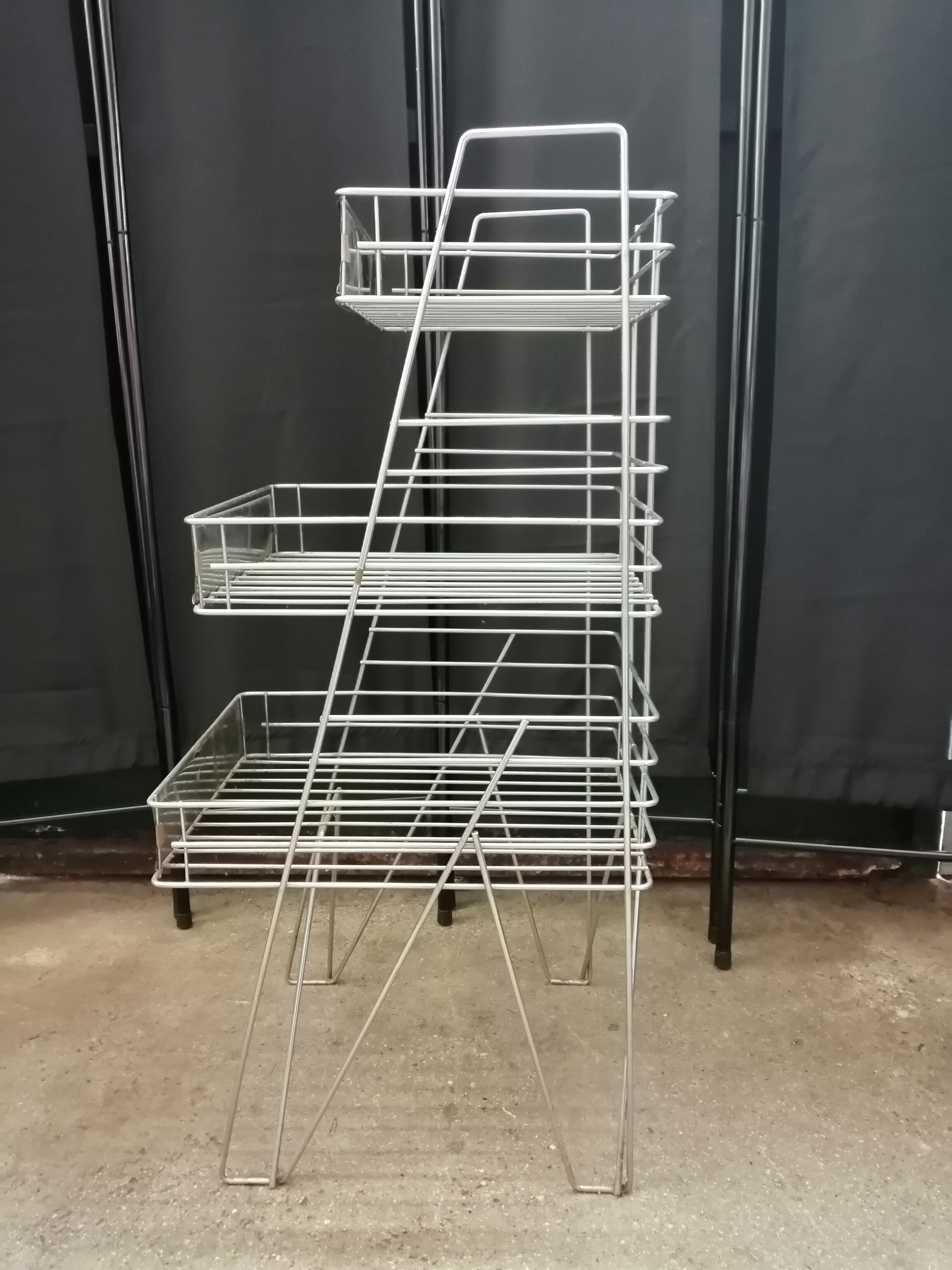 Vintage old shelf store wire basket industrial design 70s
