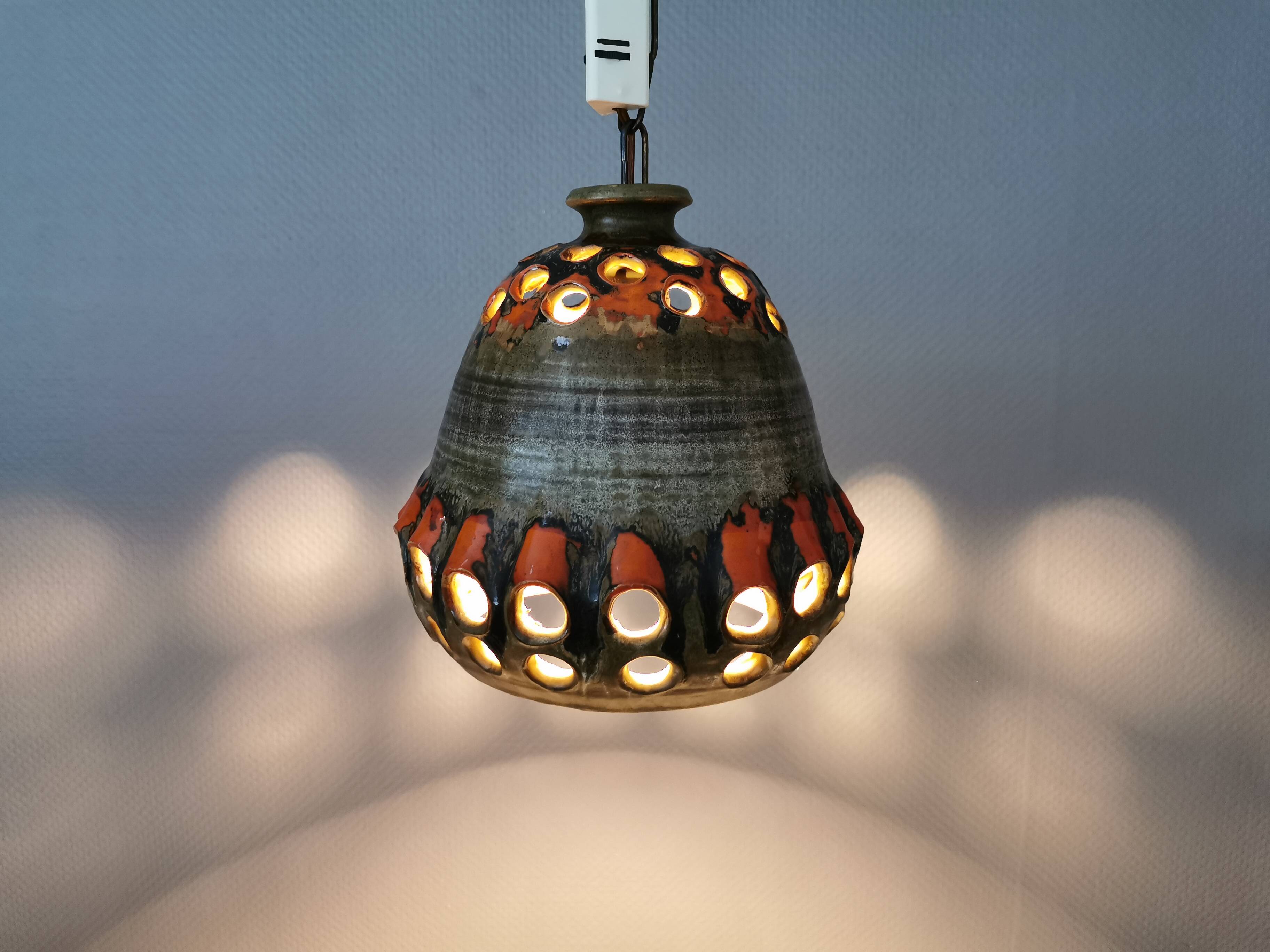 Ceramic hanging lamp, Danish from the 1970s.