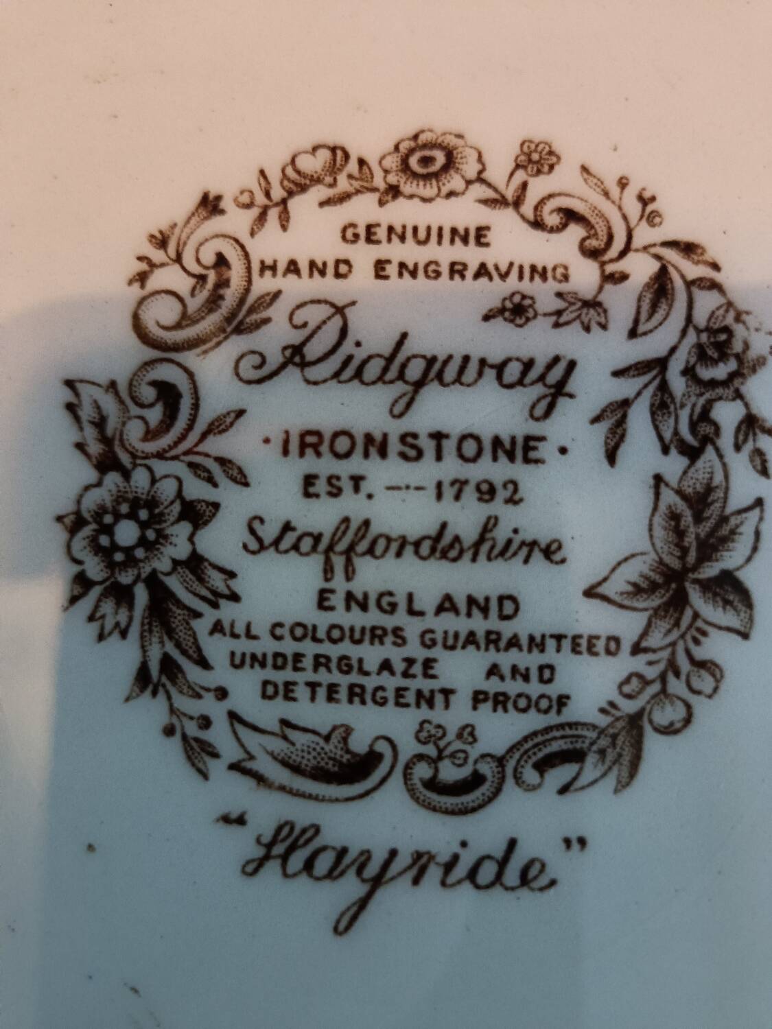 Long Ridgway dish. Hayride