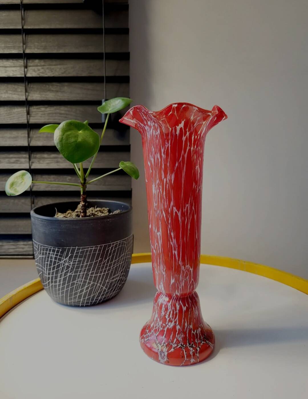 Vase Art déco en verre de Bohême