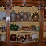 Dish in earthenware glazed, white and Brown, late nineteenth century