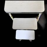 Vintage stepladder in Formica, wood and chromed metal