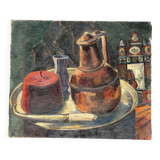Tableau huile sur toile, nature morte oriental, XXe, huile sur toile, signé, 65x54 cm, sans cadre