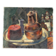 Tableau huile sur toile, nature morte oriental, XXe, huile sur toile, signé, 65x54 cm, sans cadre