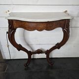 Console galbée ancienne style Louis XV en noyer