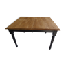 Table en pin à rallonges  plateau en bois naturel et piètement en bois patiné gris