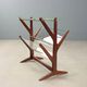 Vintage magazine rack in beech, glass and brass, Italian design from the 1950s.
