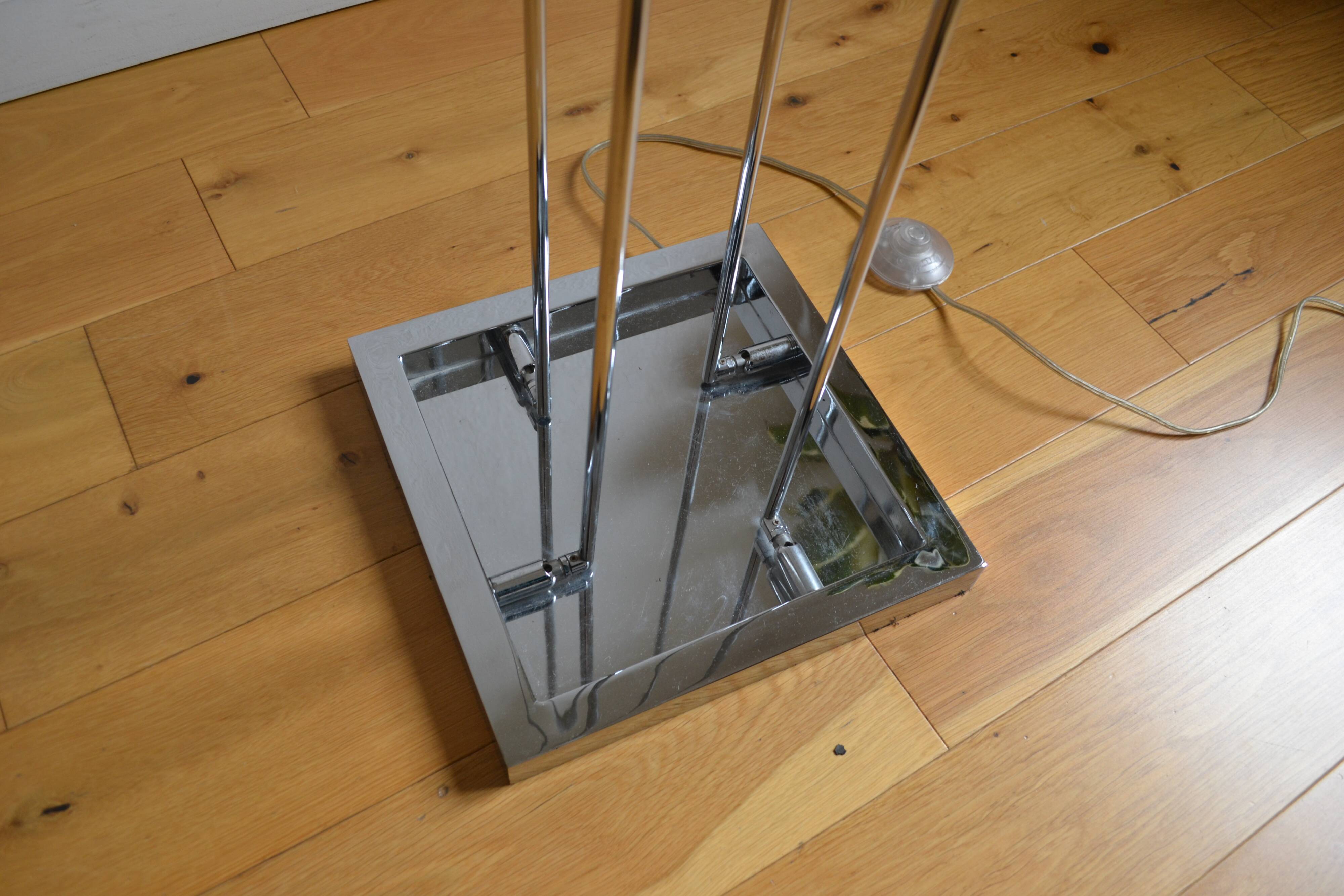 Modernist metal and glass floor lamp