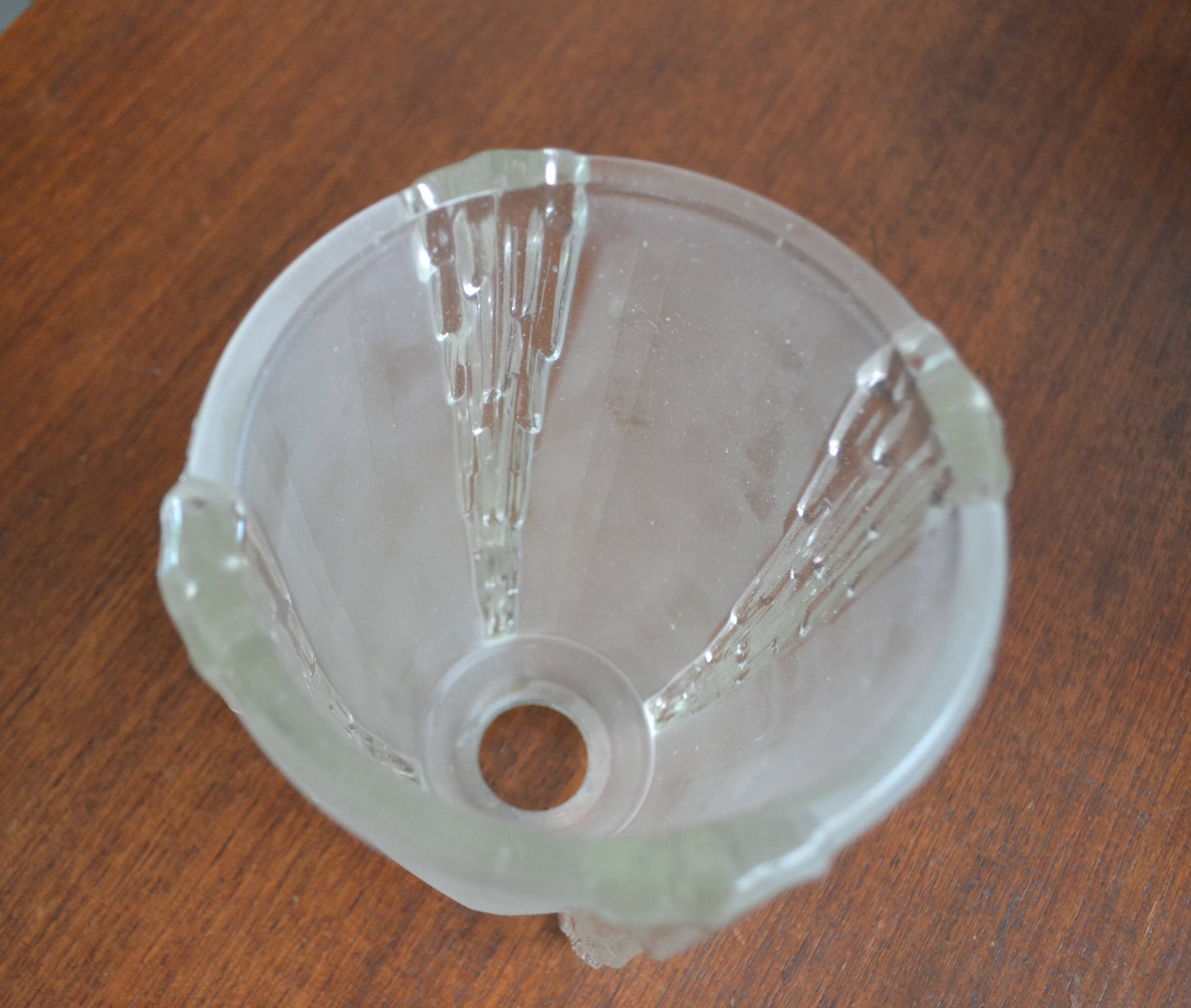 Tulipe art déco verre opalescent de EJC Ezan modèle stalactites