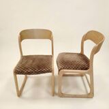 Pair of "Sled" chairs by Baumann in bent beech - Design 1960