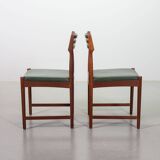 Bovenkamp Vintage Design Teak Wooden Dining Chairs with Leather Upholstery