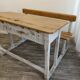 Bureau écolier double bois et gris patiné