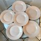 Set of 6 flat plates Digoin Sarreguemines pale pink 50s